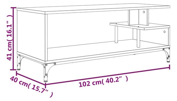 Έπιπλο TV Καπν. Δρυς 102x40x41 εκ Επ Ξύλο/Ατσάλι Ηλ Βαφή Πούδρα - Καφέ