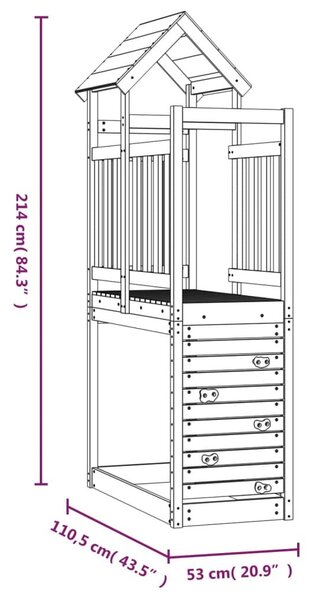 Πύργος με Τοίχο Αναρρίχησης 53x110,5x214 εκ. Ξύλο Ψευδοτσούγκας - Καφέ