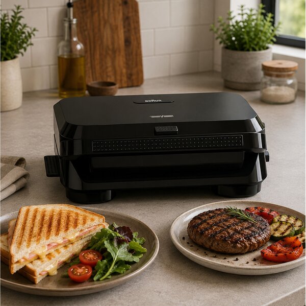 Τοστιέρα - Γκριλιέρα 2 σε 1 Braun SnackMaker 5 SM5001 με 1 σετ πλάκες, ισχύ 800W και επιφάνεια ψησίματος 27x13cm - Black