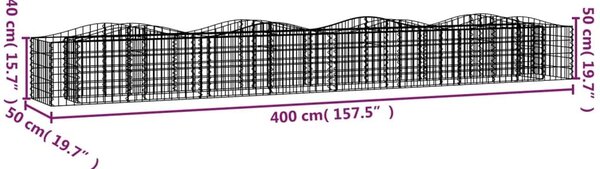 Συρματοκιβώτιο Τοξωτό 400x50x50 εκ. από Γαλβανισμένο Σίδερο - Ασήμι