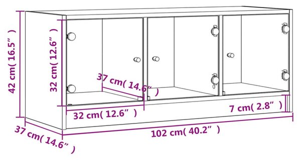 Έπιπλο Τηλεόρασης Καπνιστή Δρυς 102x37x42 εκ. Γυάλινες Πόρτες - Καφέ