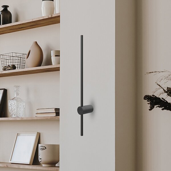 Milagro Lighting LED φωτιστικό τοίχου Swing, ύψος 90 cm, CCT, μέταλλο, μαύρο, Μαύρο, Σαλόνι / τραπεζαρία, Μέταλλο, σύγχρονο