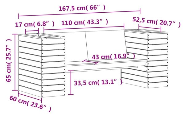 Ζαρντινιέρα Παγκάκι Καφέ 167,5 x 60 x 65 εκ. Μασίφ Ξύλο Πεύκου - Καφέ