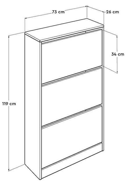 Παπουτσοθήκη Flat Duo Megapap 18 ζεύγων σε χρώμα λευκό 73x26x119εκ