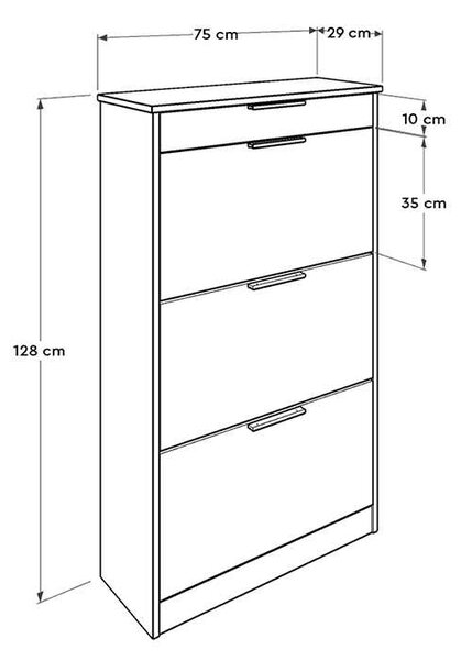 Παπουτσοθήκη Flat Megapap 18 ζεύγων σε χρώμα λευκό 75x29x128εκ