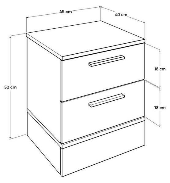 Κομοδίνo Base Megapap σε χρώμα λευκό - sonoma 45x40x52εκ