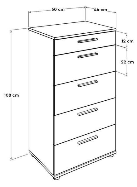 Συρταριέρα Trendline Megapap με σε χρώμα λευκό 60x44x108εκ