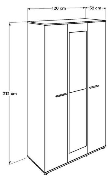 Ντουλάπα ρούχων Trendline Megapap τρίφυλλη σε χρώμα sonoma 120x52x212εκ