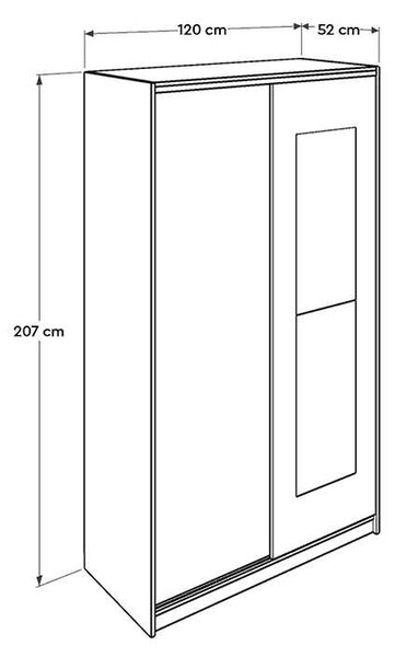 Ντουλάπα ρούχων Slide Megapap συρόμενη με καθρέφτη σε χρώμα sonoma 120x52x207εκ