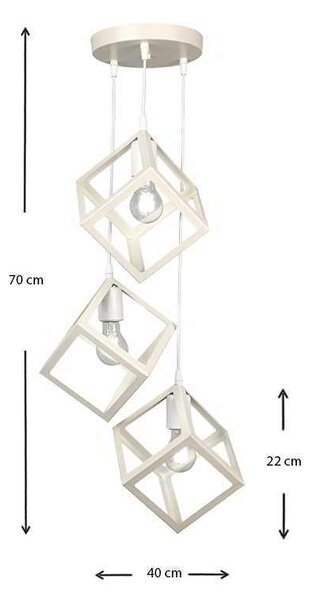 Φωτιστικό οροφής Thora Megapap E27 μεταλλικό τρίφωτο χρώμα λευκό 22x22x70εκ