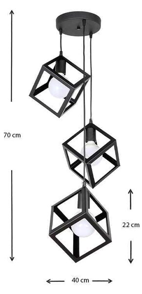 Φωτιστικό οροφής Thora Megapap E27 μεταλλικό τρίφωτο χρώμα μαύρο 22x22x70εκ