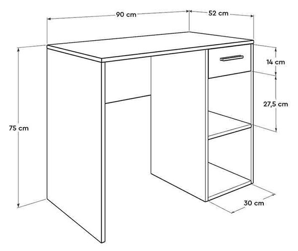 Γραφείο Concept Megapap σε χρώμα καρυδί 90x52x75εκ