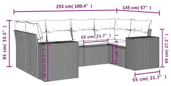 Σετ Καναπέ Κήπου 6 τεμ. Μπεζ Συνθετικό Ρατάν με Μαξιλάρια - Μπεζ