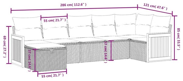 Σαλόνι Κήπου Σετ 7 τεμ. Μπεζ Συνθετικό Ρατάν με Μαξιλάρια - Μπεζ