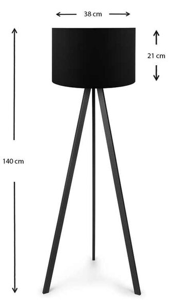 Φωτιστικό δαπέδου Rosling Megapap Mdf/ύφασμα/Pvc χρώμα μαύρο 38x21x140εκ