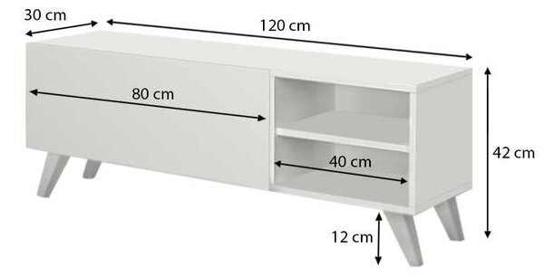 Έπιπλο τηλεόρασης Space Megapap από μελαμίνη χρώμα λευκό 120x35x42εκ