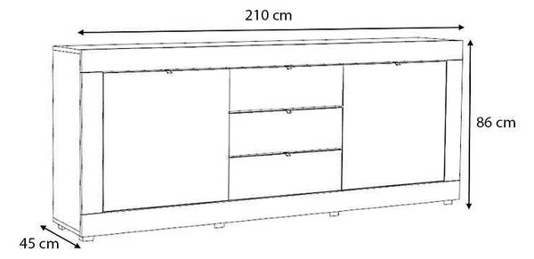 Μπουφές μελαμίνης Ocean Megapap χρώμα ανθρακί 210x45x86εκ