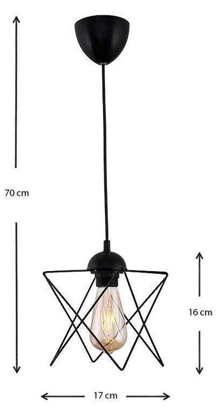 Φωτιστικό οροφής Faven Megapap μεταλλικό μονόφωτο χρώμα μαύρο 17x17x70εκ