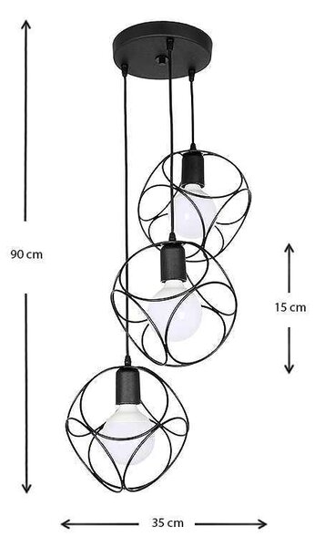 Φωτιστικό οροφής Helene Megapap μεταλλικό τρίφωτο χρώμα μαύρο 35x35x90εκ