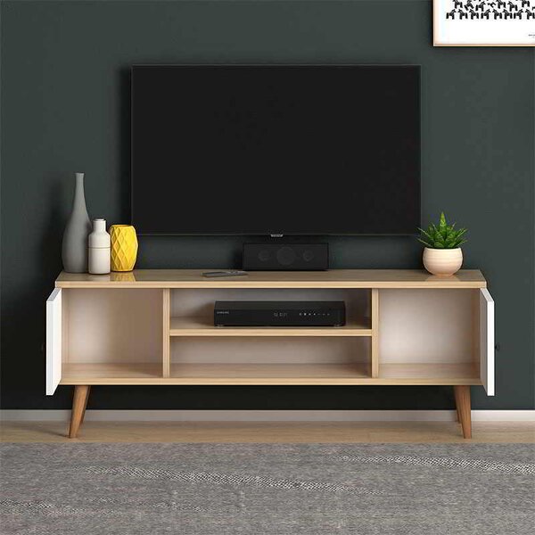 Έπιπλο τηλεόρασης Parma Megapap μελαμίνης χρώμα white - oak 120x30x40εκ