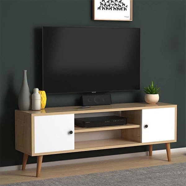 Έπιπλο τηλεόρασης Parma Megapap μελαμίνης χρώμα white - oak 120x30x40εκ