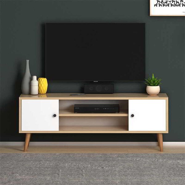 Έπιπλο τηλεόρασης Parma Megapap μελαμίνης χρώμα white - oak 120x30x40εκ