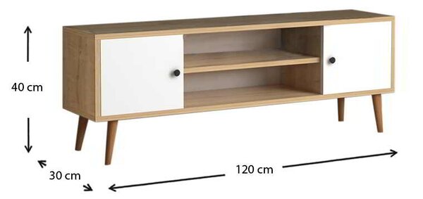 Έπιπλο τηλεόρασης Parma Megapap μελαμίνης χρώμα white - oak 120x30x40εκ