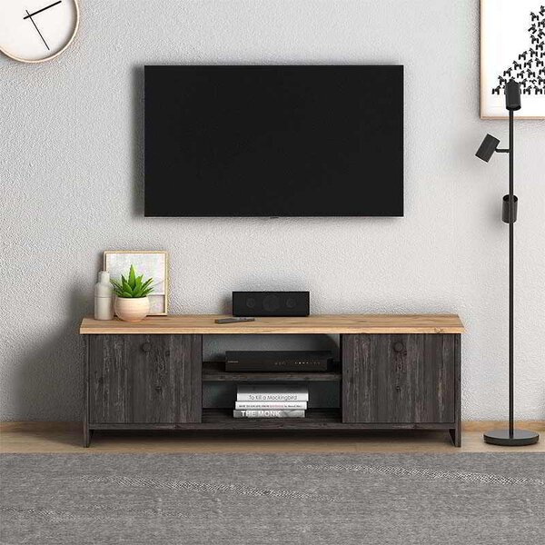 Έπιπλο τηλεόρασης Cube Megapap μελαμίνης χρώμα pine - industrial grey 120x30x40εκ