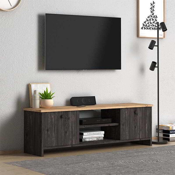 Έπιπλο τηλεόρασης Cube Megapap μελαμίνης χρώμα pine - industrial grey 120x30x40εκ