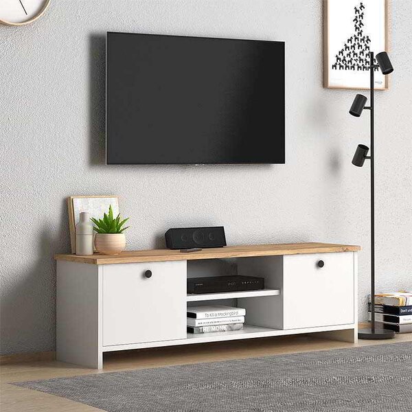 Έπιπλο τηλεόρασης Cube Megapap μελαμίνης χρώμα pine - white 120x30x40εκ