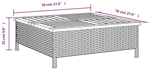 Κάλυμμα Βάσης Ομπρέλας Μαύρο 70x70x25εκ. Συνθετικό Ρατάν/Ακακία