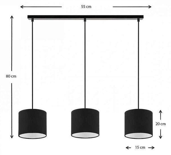 Φωτιστικό οροφής Morris Megapap E27 υφασμάτινο τρίφωτο χρώμα μαύρο 70x15x70εκ