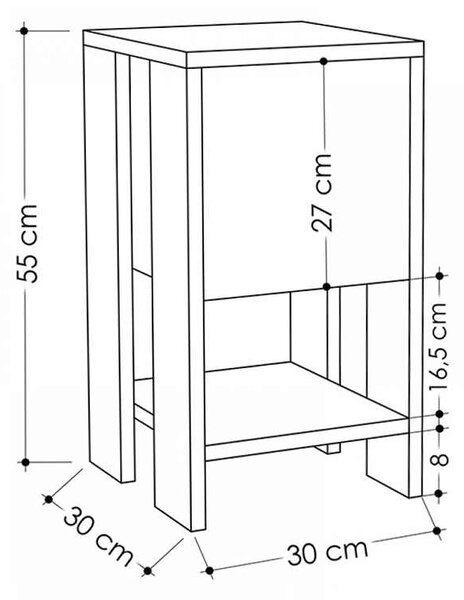 Κομοδίνο μελαμίνης Sidon Megapap χρώμα ανθρακί 30x30x55εκ