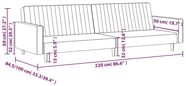 Καναπές Κρεβάτι Διθέσιος Ανοιχτό Γκρι Βελούδινος - Γκρι