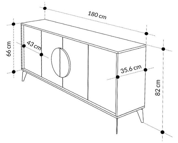 Μπουφές μελαμίνης Gora Megapap χρώμα ανοιχτό καφέ 180x35,6x82εκ