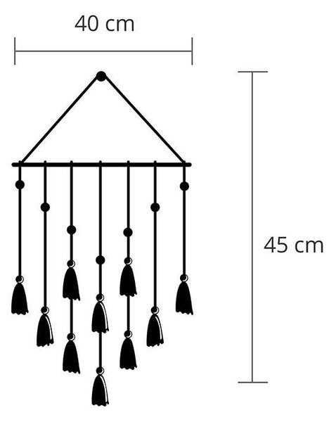 Διακοσμητικό τοίχου Tassel Megapap μεταλλικό χρώμα μαύρο 32,6x2x60εκ