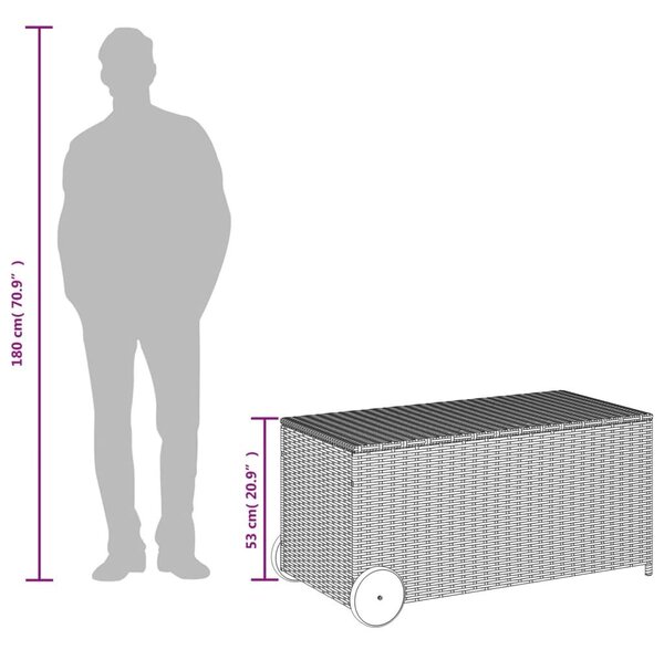 Κουτί Αποθήκευσης Κήπου με Ρόδες Μπεζ 190 Λίτρα Συνθετικό Ρατάν - Μπεζ