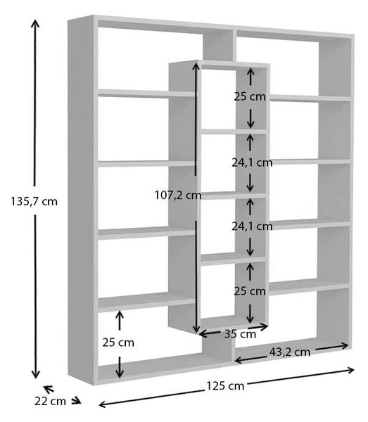 Βιβλιοθήκη μελαμίνης Ample Megapap χρώμα λευκό 125x22x135,7εκ