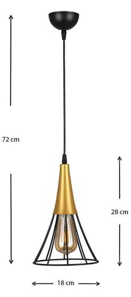 Φωτιστικό οροφής Havana Megapap E27 μεταλλικό μονόφωτο χρώμα μαύρο - χρυσό 18x18x72εκ