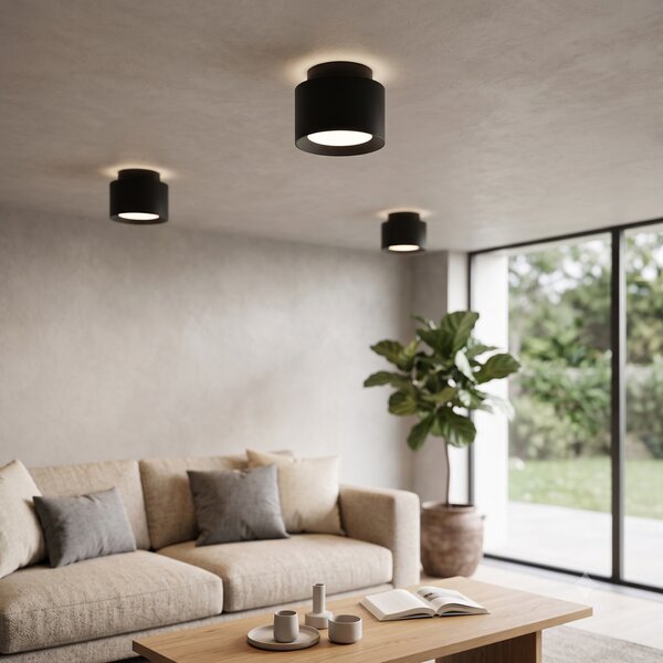 Näve LED σποτ οροφής Trimes, Ø 14 cm, μαύρο, CCT, step-dim, ρυθμιζόμενος, Μαύρο, Σαλόνι / τραπεζαρία, Πλαστικό