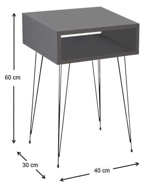 Κομοδίνο μελαμίνης Scott Megapap χρώμα ανθρακί 40x30x60εκ