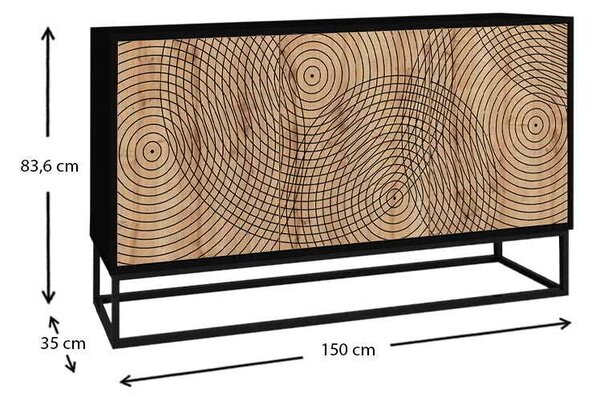 Μπουφές μελαμίνης Themis Megapap χρώμα μαύρο - sapphire oak 150x35x83,6εκ