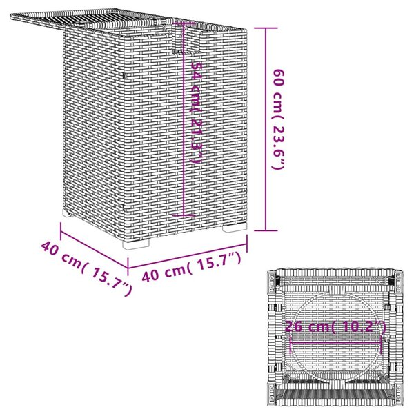 Κάλυμμα-Τραπέζι Φιάλης Προπανίου Γκρι 40x40x60 εκ. Συνθ. Ρατάν - Γκρι