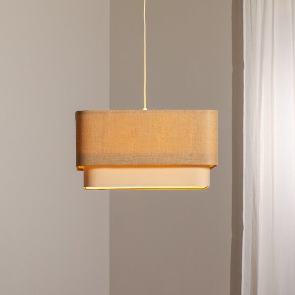 Maco Design Kwadro Duo κρεμαστό φωτιστικό, κρεμ/μπεζ, 50x50cm, γιούτα/λινό, ρυθμιζόμενος, Μπεζ, Σαλόνι / τραπεζαρία, Ύφασμα / Κλωστοϋφαντουργία