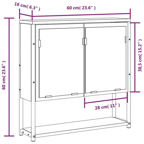 Καφθέφτης Μπάνιου Ντουλάπι Καφέ Δρυς 60x16x60 εκ. Επεξεργ. Ξύλο - Καφέ