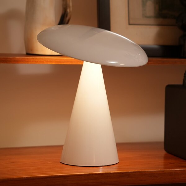 Beacon Lighting Φωτιστικό γραφείου LED με μπαταρία Kinoko, λευκό, 27 εκ., CCT, ρυθμιζόμενος, Λευκό, Σαλόνι / τραπεζαρία, Πλαστικό, σύγχρονο