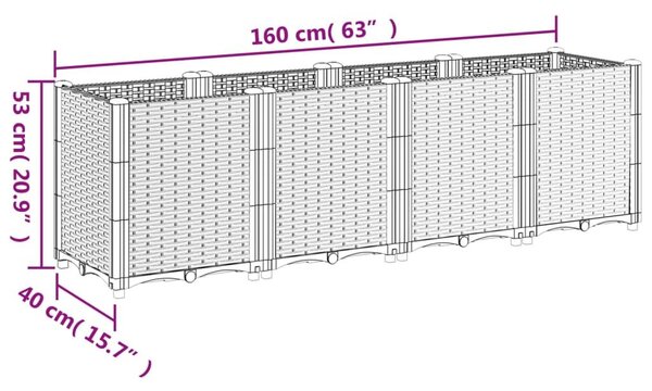 Ζαρντινιέρα Κήπου Λευκή 160x40x53 εκ. Πολυπροπυλένιο - Λευκό