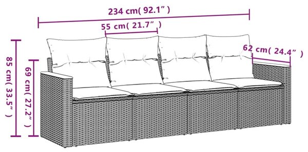 Σετ Καναπέ Κήπου 4 τεμ. Μπεζ Συνθετικό Ρατάν με Μαξιλάρια - Μπεζ