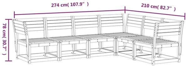 Καναπές Κήπου Σετ 6 Τεμαχίων από Εμποτισμένο Ξύλο Πεύκου - Καφέ
