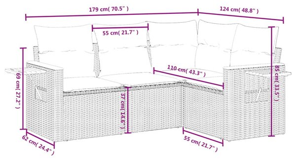 Σετ Καναπέ Κήπου 4 τεμ. Μπεζ Συνθετικό Ρατάν με Μαξιλάρια - Μπεζ